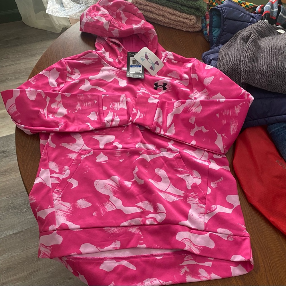 Under Armour Pink and White Camo Hoodie